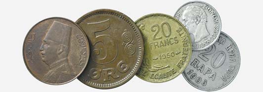 5775 TURCHIA - 20 para 1838 (AH 1255) con contromarche, assieme a Spagna 8 maravedi 1778 e Sud Africa penny 1898 - Lotto di tre monete qbb qspl 60 5776 TURCHIA - 5 kurush 1293 (11 e 13) - Lotto di