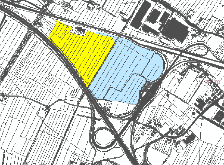 Figura 5: cartografia del PAI "di progetto" per area Casello Prato Ovest (scala 1:10'000) Figura 6: cartografia