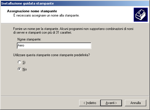 INSTALLAZIONE DEI DRIVER DI STAMPA 16 9 Nell area Stampanti, selezionare il driver di stampa di Fiery EXP4110 come stampante da utilizzare e fare clic su Avanti.