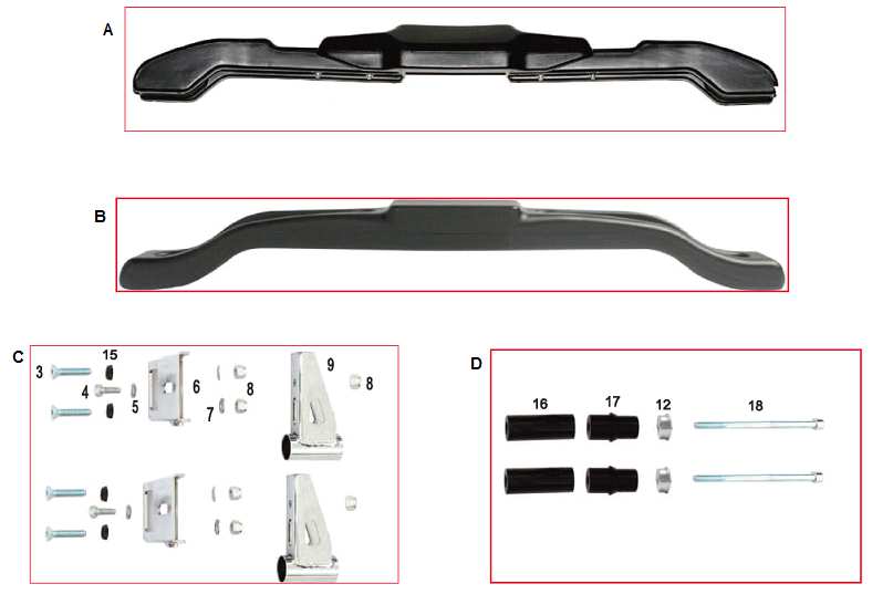 CARENA POSTERIORE MINI REAR FAIRING MINI A AFS.01176 Carena Post. Mini KG B AFS.02817 Carena Post. Mini RR C FK0.02118 Kit Supp. Carena Mini D FKN.