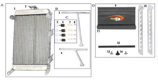 RADIATORE CRG CRG RADIATOR A FM0.00785 RADIATORE CRG Completo c/attacchi B FK0.00787 KIT ATTACCO Radiatore CRG C FK0.