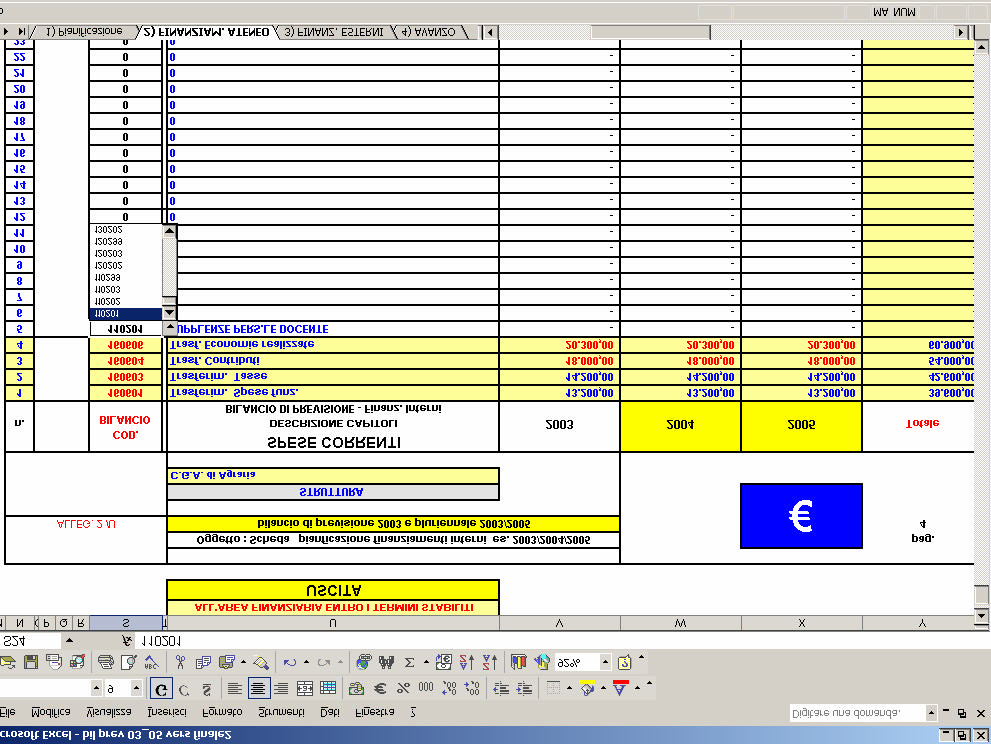 4.3) (USCITA) DESTINAZIONE USCITE PIANIFICATE AL FOGLIO 1 (RIPORTO AUTOMATICO DAL N 1 AL N 4) 4.