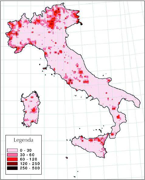 Distribuzione delle specie rare (presenti in meno del 10% delle griglie della