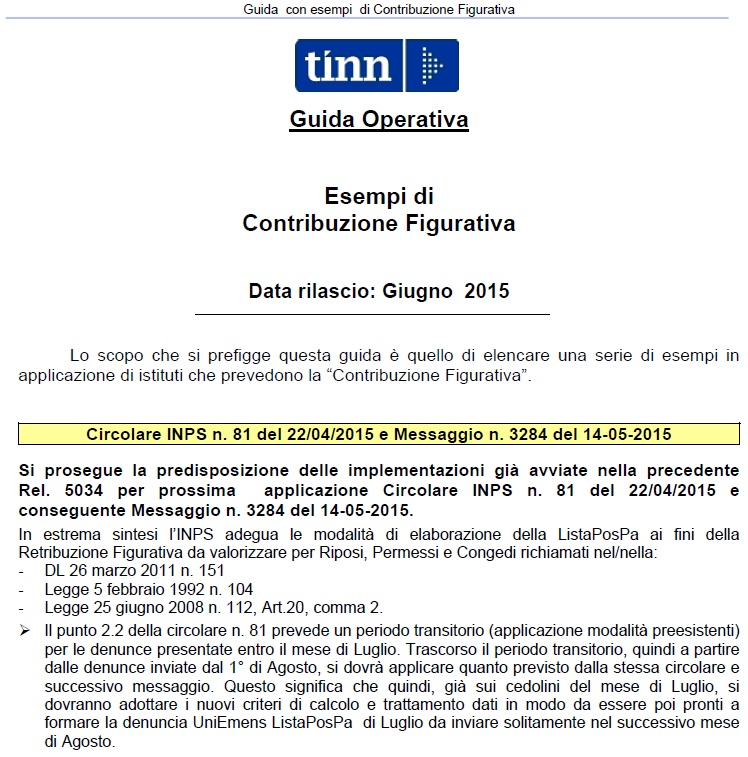 OPERAZIONI OBBLIGATORIE Applicazione adeguamenti per gestione Contribuzione