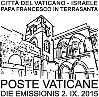 Comunicato 33/2015 del 1 settembre 2015 Annullo postale speciale in occasione dell emissione del foglietto filatelico I viaggi di Papa Francesco nel mondo Anno 2014 (Terra Santa) (2 settembre 2015)