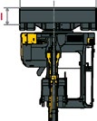 940 mm K Altezza massima di sollevamento lama 500 mm D Passo 2.070 mm L Abbassamento massimo della lama 540 mm E Lunghezza del sottocarro 2.590 mm M Luce libera sotto-carro 345 mm F Carreggiata 1.