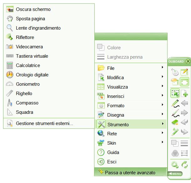 Didattica con la LIM Oliboard In menu Per il