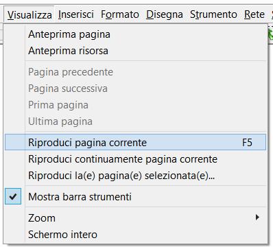 Didattica con la LIM Oliboard Menu Visualizza/Riproduci pagina