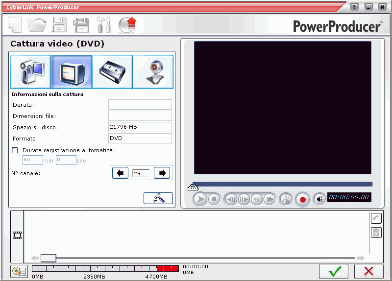 CyberLink PowerProducer 2. Nella finestra che viene visualizzata, fare clic su. 3. Selezionare il canale che si desidera registrare.
