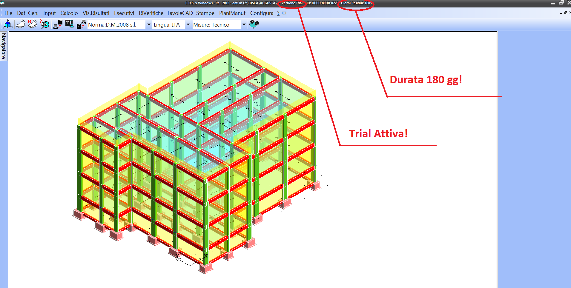 Avviando il CDSWin nella barra dell' applicazione osservate le informazioni relative all' attivazione della versione Trial ed alla durata.