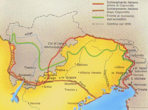 IL FRONTE ITALIANO Il fronte italiano vedeva schierata l Italia contro