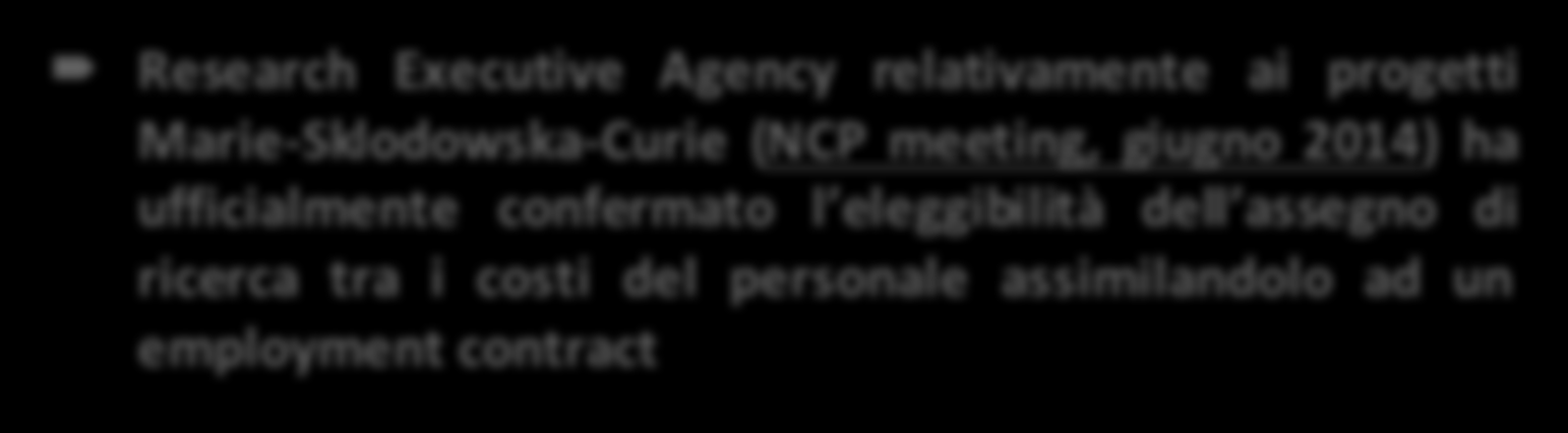 Contraddizioni all interno della CE Research Executive Agency relativamente ai progetti Marie-Sklodowska-Curie (NCP meeting, giugno