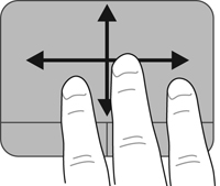 Rotazione La rotazione consente di ruotare elementi come le foto. Posizionare due dita sull'imagepad, quindi ruotarle seguendo un arco senza avvicinare le dita.