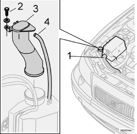 Manutenzione e assistenza Sostituzione delle lampadine a incandescenza Rimontare il tubo di riempimento (3). Riattaccare il flessibile di spurgo al tubo di riempimento (4).