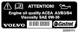 Specifiche tecniche Olio motore Etichetta olio Capacità Quando l etichetta indicata a fianco si trova nel vano motore dell automobile, vale quanto segue. Vedere la posizione a pag. 234.