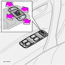Strumenti e comandi Specchi retrovisori Specchi retrovisori esterni I comandi per la regolazione dei due specchi retrovisori esterni si trovano sull estremità anteriore del bracciolo della portiera