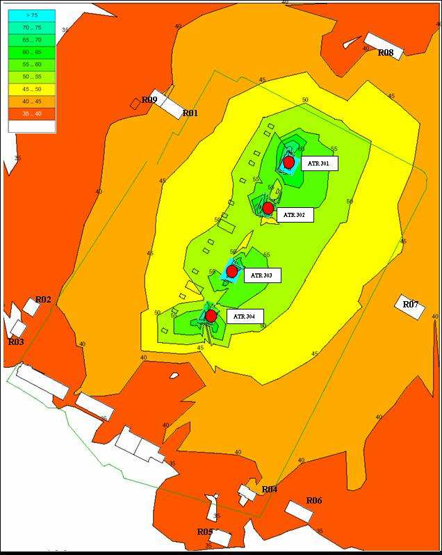 SCENARIO POST OPERAM Mappa acustica delle emissioni sonore dell