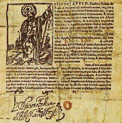 Sono conservate diverse rare "Compostela" nel XVIII sec che attestano in qualità di Diploma di pellegrinaggio (1785) 235 la presenza al santuario compostellano, oltre al nome sono indicati anche la
