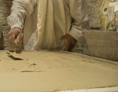 L'AFFRESCO viene realizzato a fresco utilizzando la stessa calce di Giotto, con colori a base di ossidi