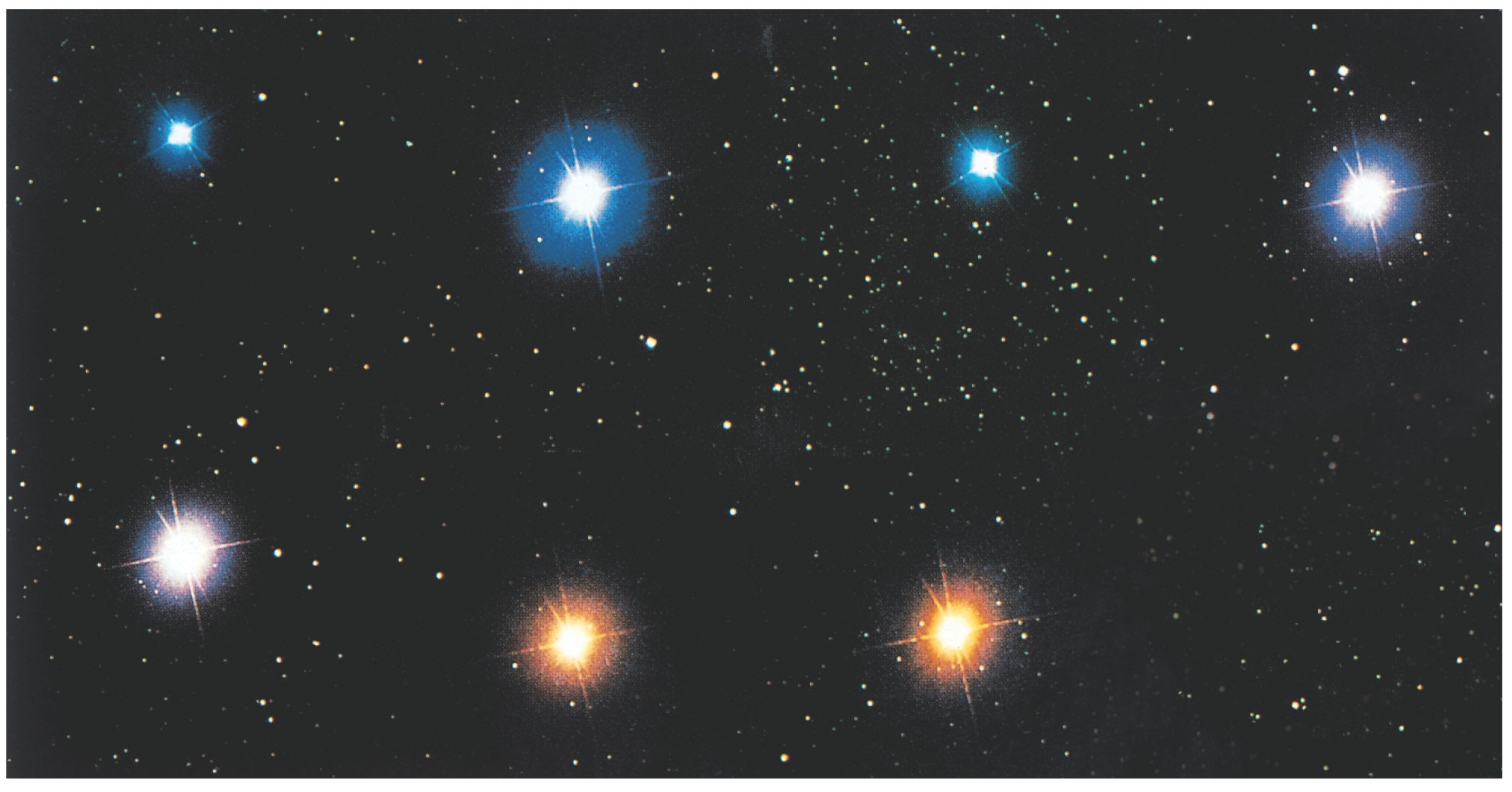 Le caratteristiche delle stelle Esempi di stelle appartenenti a vari tipi spettrali (messe insieme artificialmente).
