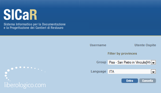 MODALITA DI INGRESSO 1. AUTENTICAZIONE UTENTE Collegarsi all indirizzo http://sicar.beniculturali.