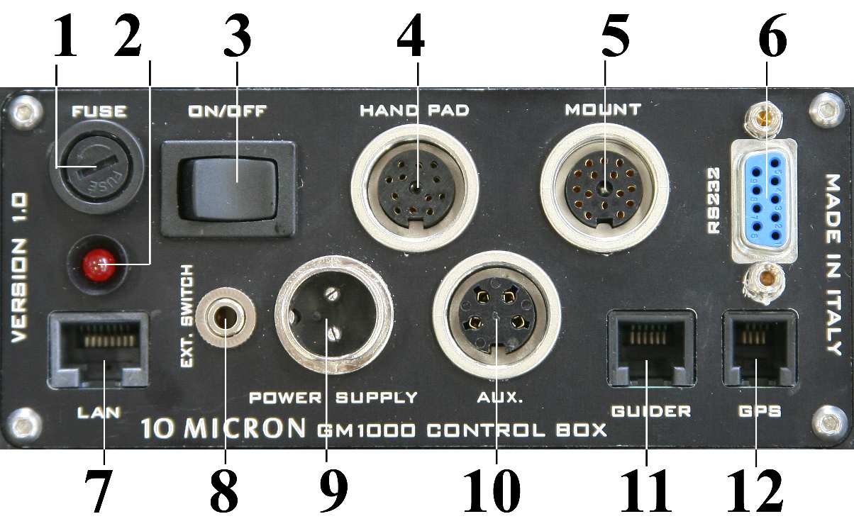 10Micron GM1000HPS 5 L UNITÀ DI CONTROLLO 5 L unità di controllo Tutta l elettronica e le connessioni elettriche sono integrate in una scatola ( control box ).