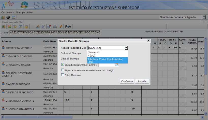 8. Prima di chiudere le operazioni bisogna effettuare le stampe del tabellone.