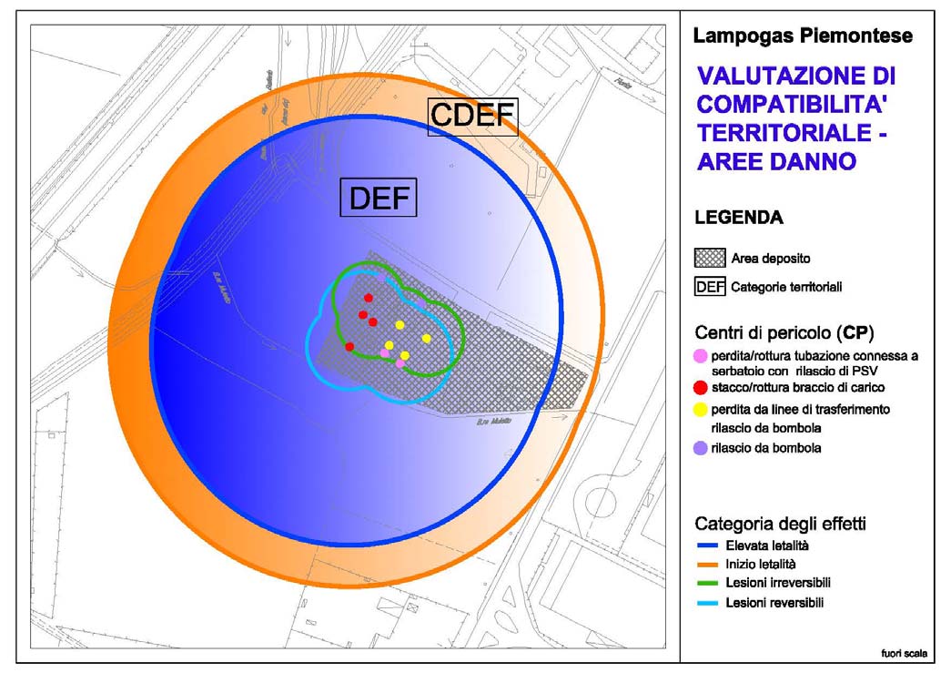 3.2.1.2. Lampogas Piemontese - Aree di danno: definizione e valutazione della compatibilità territoriale.