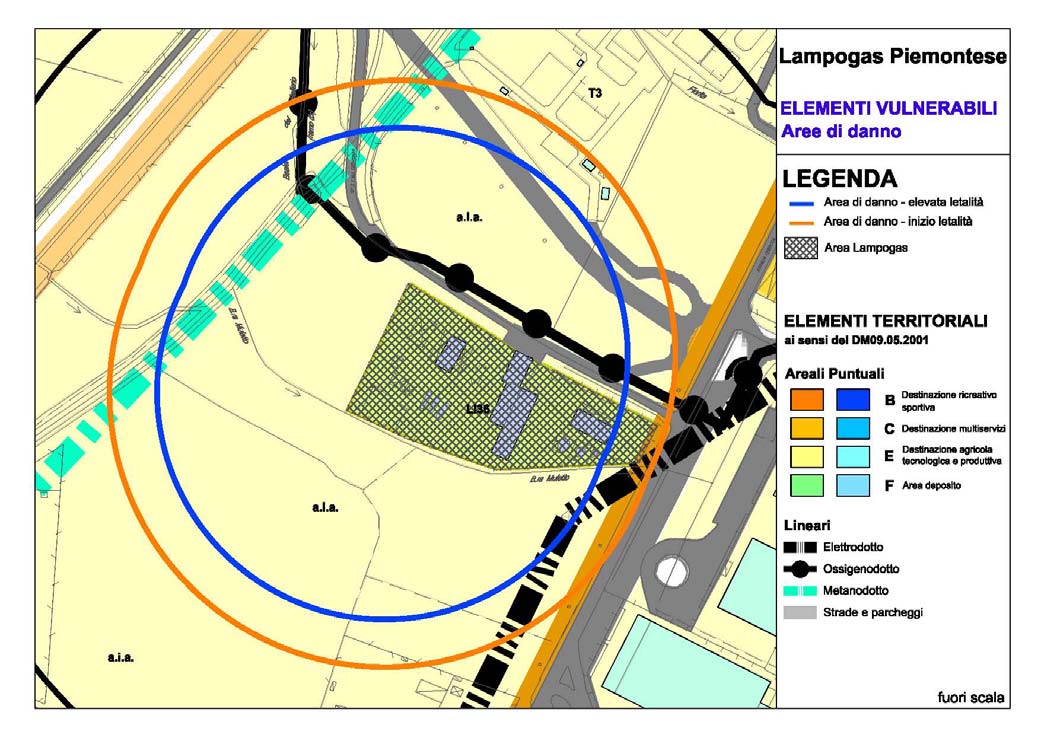 i.a. Area agricola interclusa - E Potrebbero esservi costruite delle cascine Li36 Deposito Lampogas Piemontese - F - T3 Servizi tecnologici - E L area ospita un impianto di decompressione a servizio