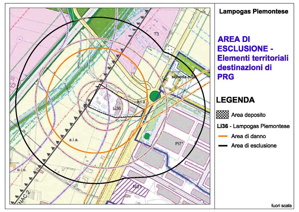 Dall inviluppo delle due aree su descritte si individua l area di esclusione oggetto di valutazione.