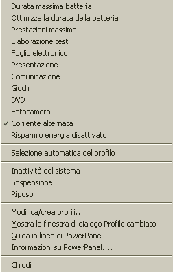 Persoalizzazioe del otebook 20 PowerPael Mauale del software Selezioe automatica dei profili (APS) Il profilo di alimetazioe è u isieme di valori del timer relativi a varie periferiche di sistema.