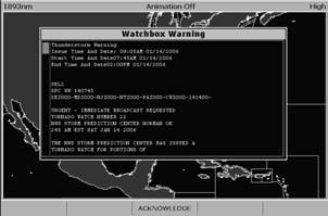 7.4 Visualizzare i rapporti meteo Il sistema visualizza rapporti per: Comunicati tropicali. Avvisi marini. Previsioni aree marine. Rapporti di guardia marini.