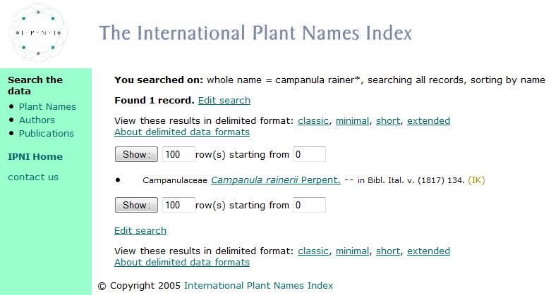 -Plant search: data