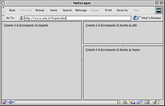 Un altro esempio di frame 14/11/2006 Sistemi di Elaborazione Dati 69 Il codice del frame <HTML> <FRAMESET COLS="50%,*"> <FRAME SRC="f2.html" NAME="sinistra"> <FRAMESET ROWS="30%,*"> <FRAME SRC="f3.