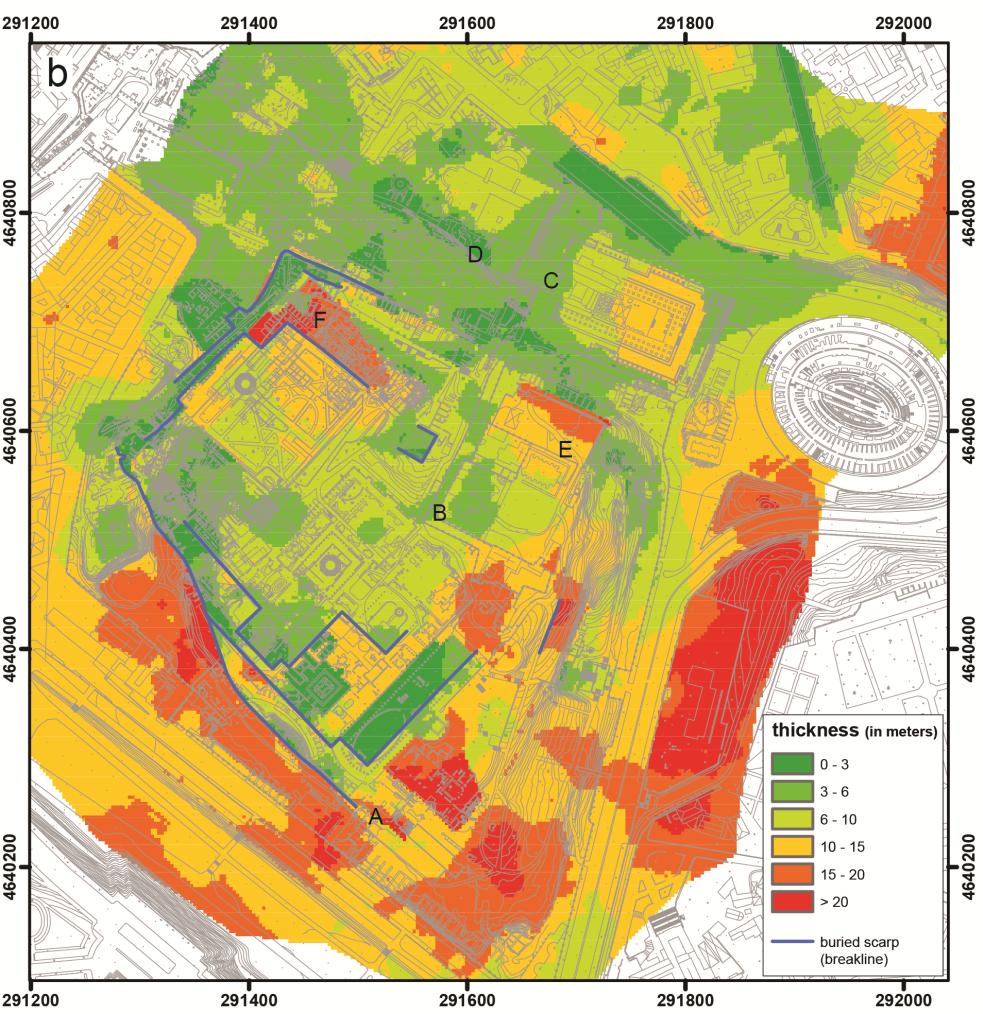 Carta dello spessore dei riporti (2) Mappatura della morfologia sepolta: mappa della