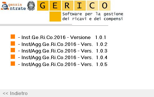 Aggiornamento Gerico 2016 Vers. 1.0.5 In data 12/07/2016 l Agenzia delle entrate ha rilasciato la versione 1.0.5 di Ge.Ri.CO. 2016. L installazione dell aggiornamento di Gerico 2016 è disponibile, nella chiamata SETUP GE.