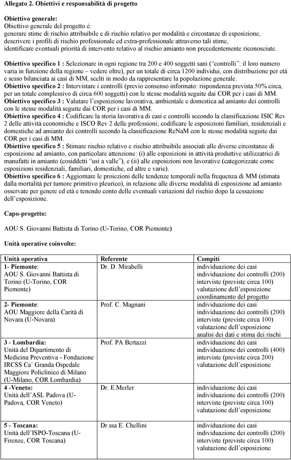 descrivere i profili di rischio professionale ed extra-professionale attraverso tali stime, identificare eventuali priorità di intervento relativo al rischio amianto non precedentemente riconosciute.