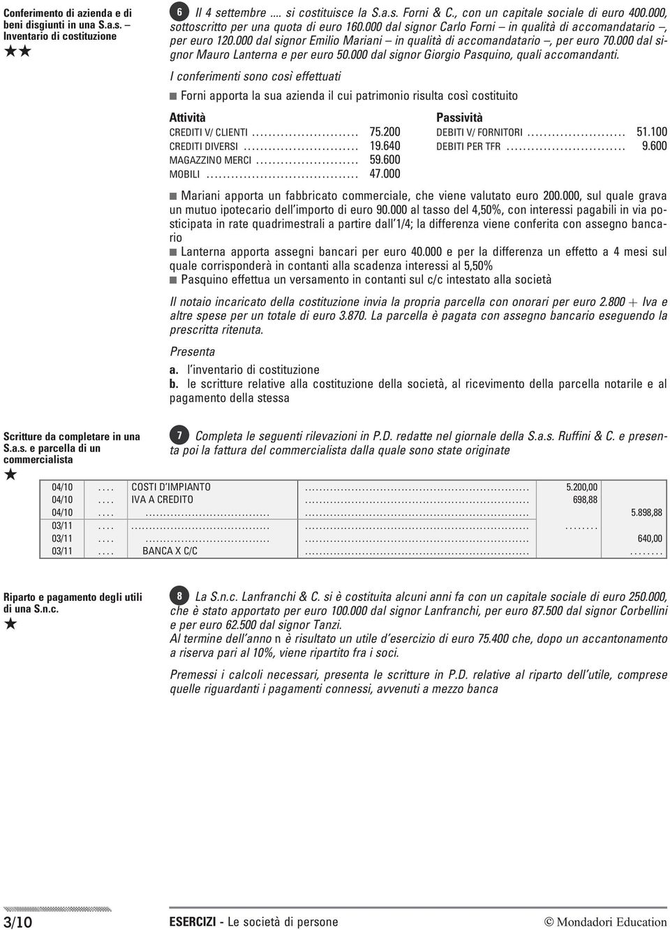 000 dal signor Mauro Lanterna e per euro 50.000 dal signor Giorgio Pasquino, quali accomandanti.