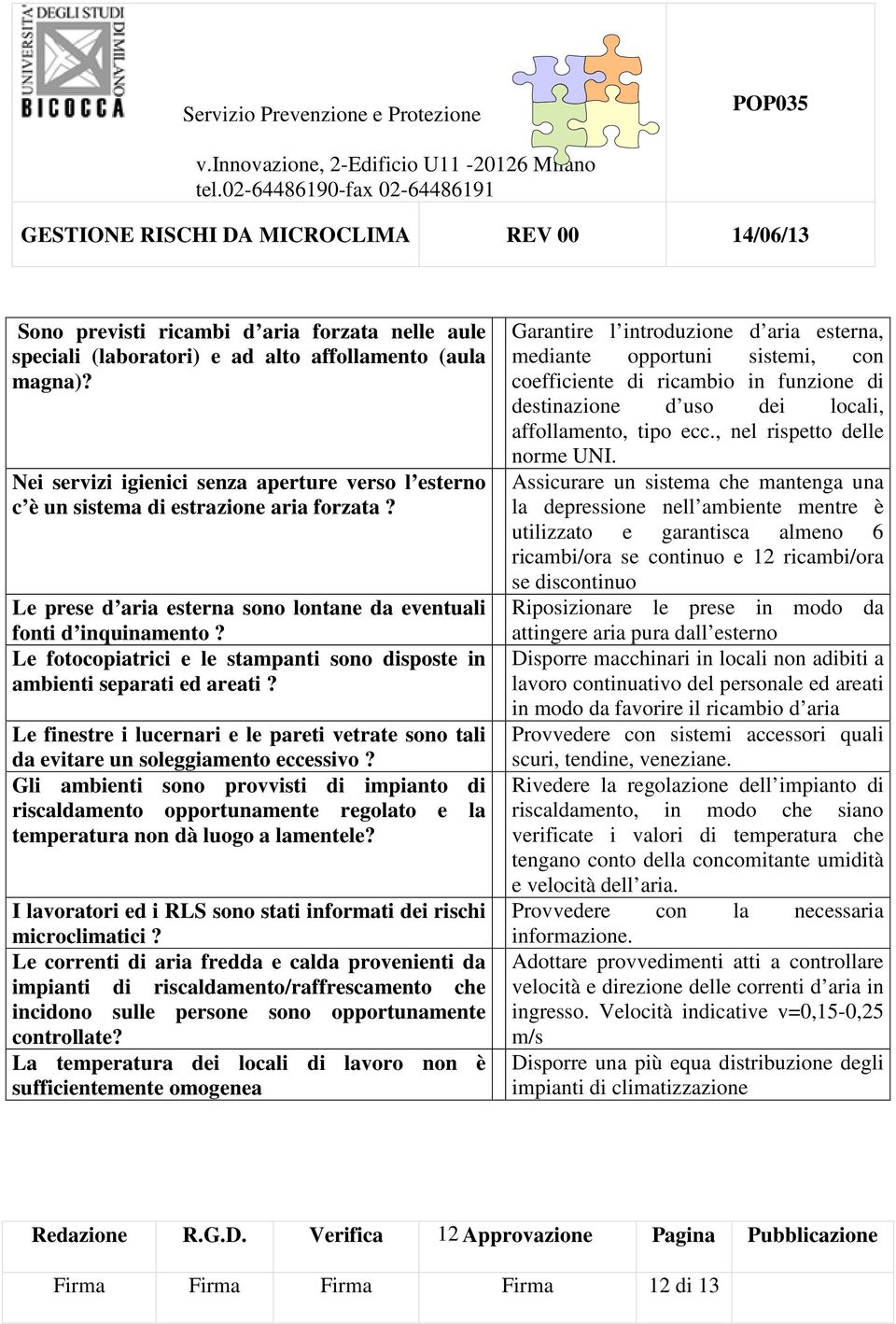 Le fotocopiatrici e le stampanti sono disposte in ambienti separati ed areati? Le finestre i lucernari e le pareti vetrate sono tali da evitare un soleggiamento eccessivo?