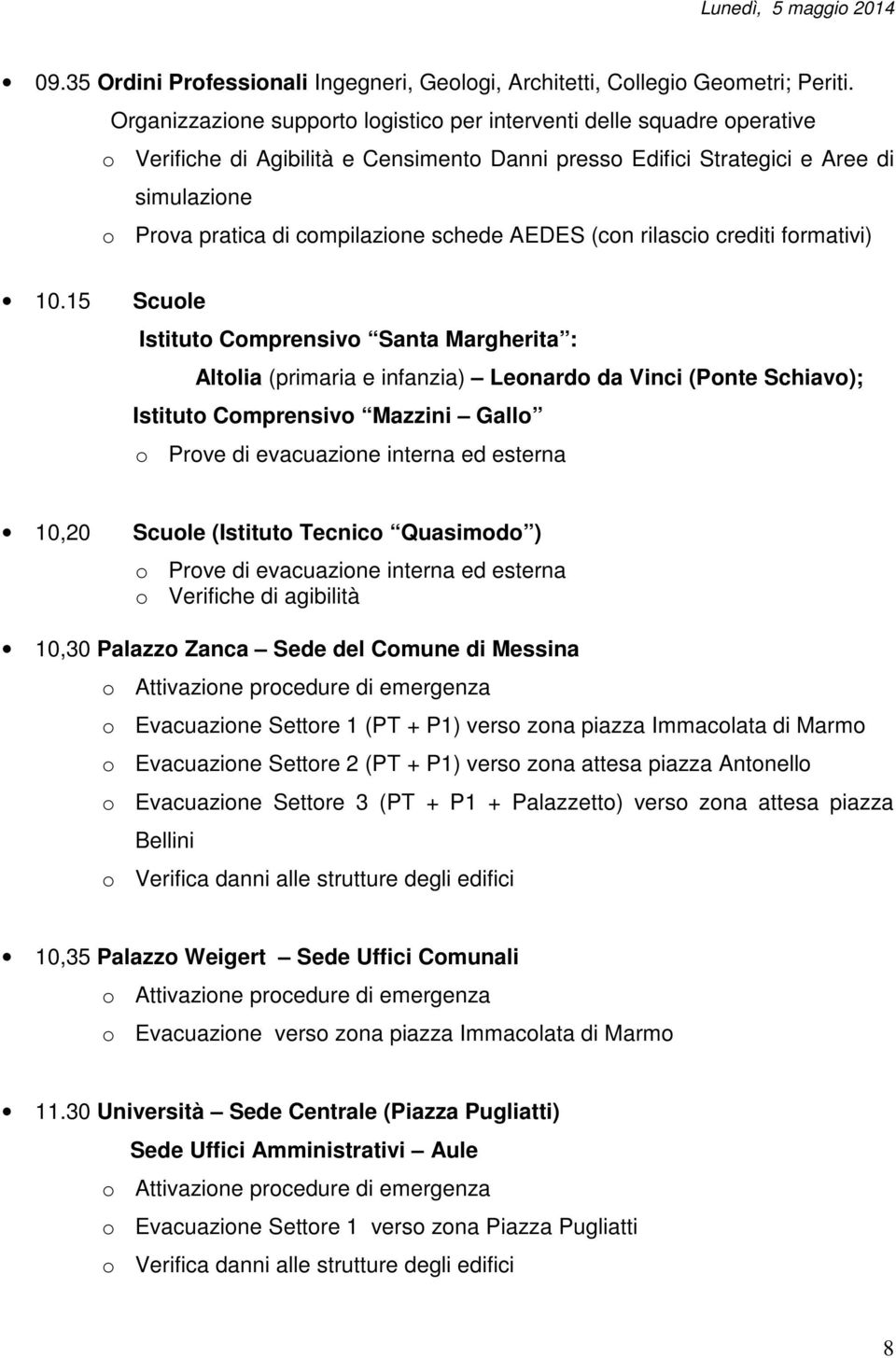 schede AEDES (con rilascio crediti formativi) 10.