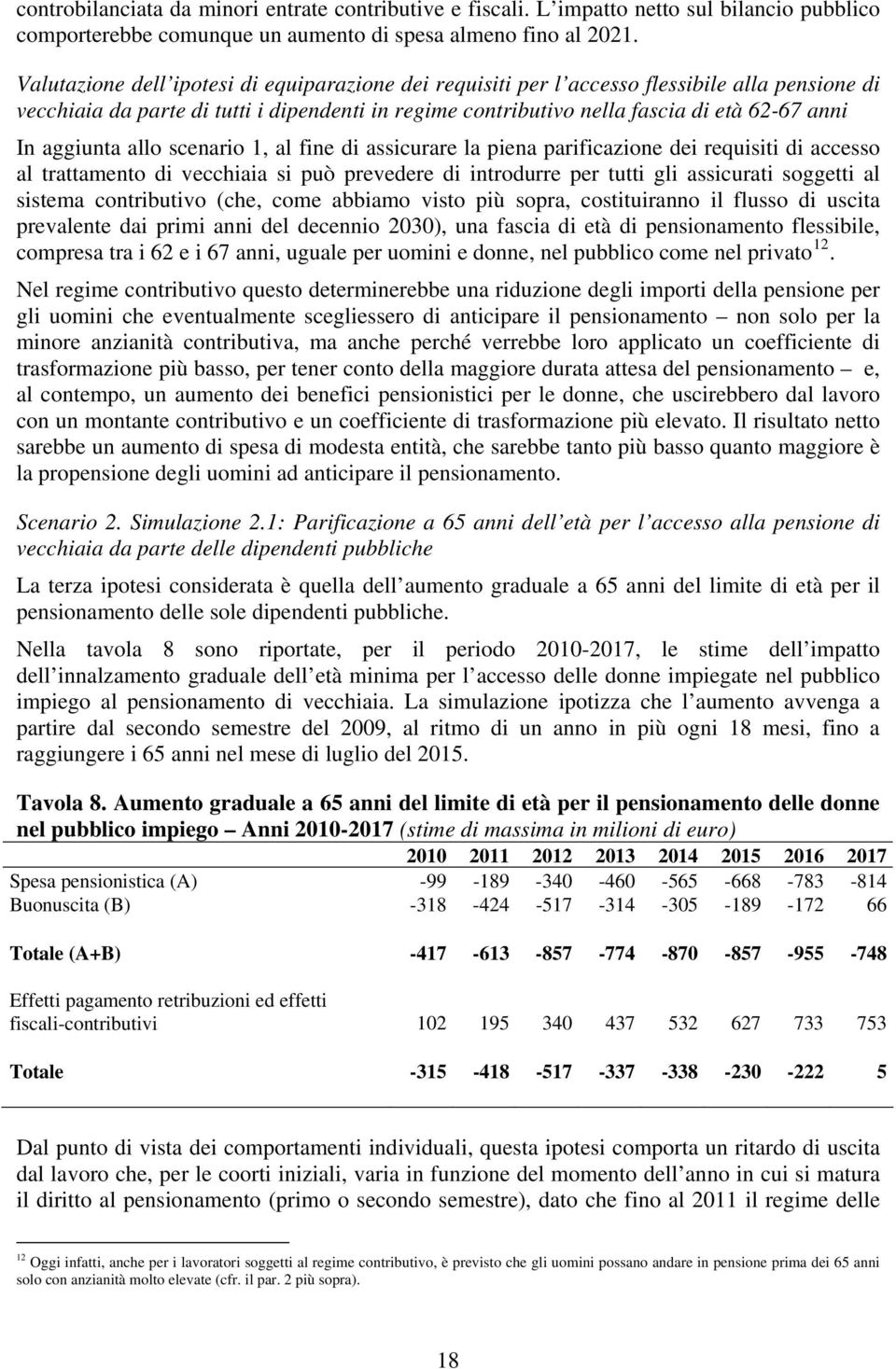 aggiunta allo scenario 1, al fine di assicurare la piena parificazione dei requisiti di accesso al trattamento di vecchiaia si può prevedere di introdurre per tutti gli assicurati soggetti al sistema