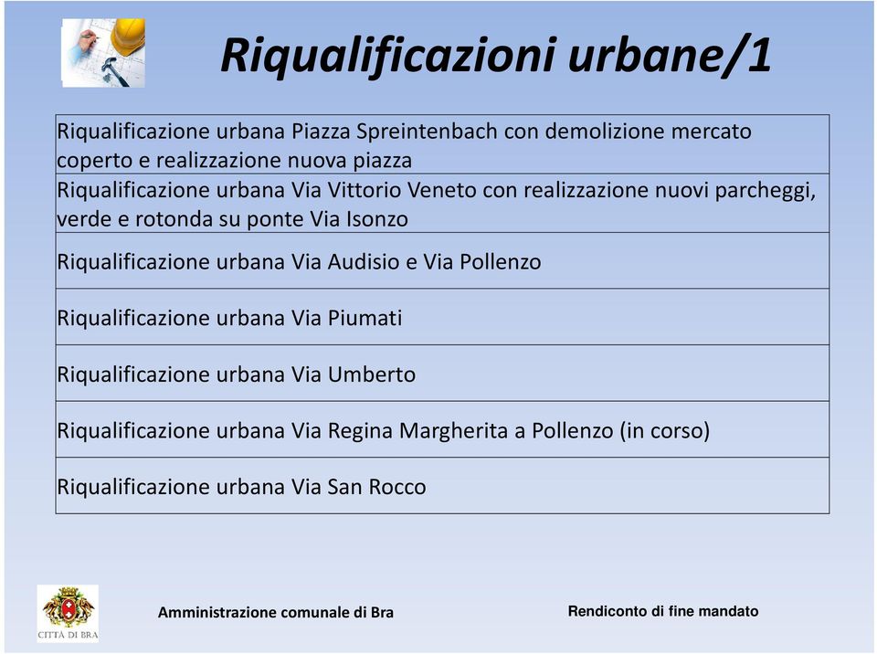 Via Isonzo Riqualificazione urbana Via Audisio e Via Pollenzo Riqualificazione urbana Via Piumati Riqualificazione