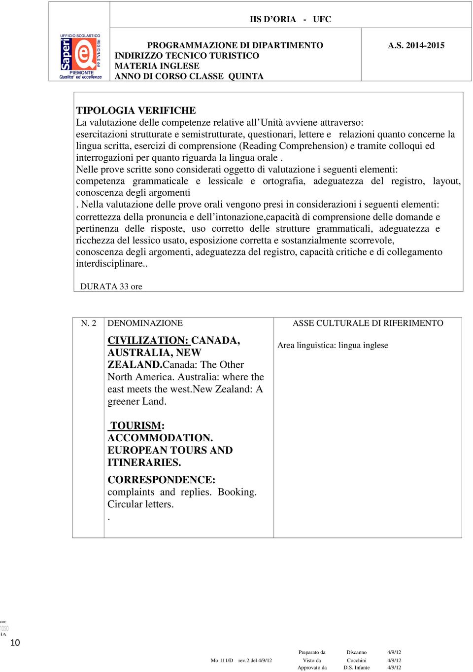 Nelle prove scritte sono considerati oggetto di valutazione i seguenti elementi: competenza grammaticale e lessicale e ortografia, adeguatezza del registro, layout, conoscenza degli argomenti.