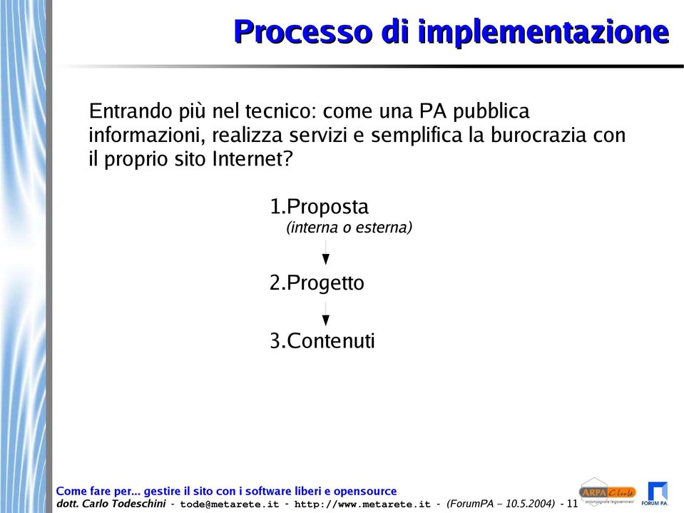 Internet? 1.Proposta (interna o esterna) 2.Progetto 3.Contenuti dott.