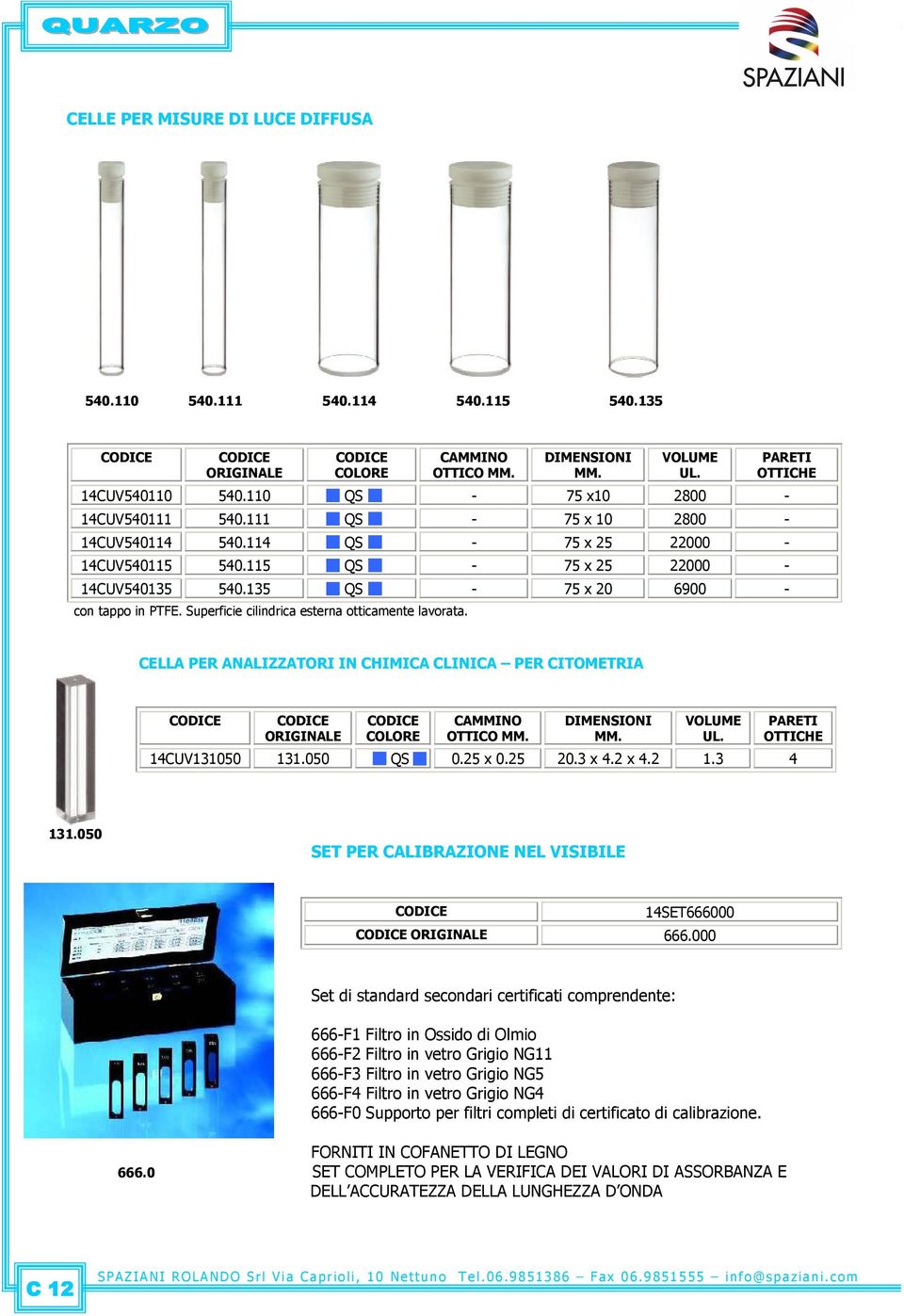 14CUV131050 131.050 0.25 x 0.25 20.3 x 4.2 x 4.2 1.3 4 131.050 SET PER CALIBRAZIONE NEL VISIBILE 14SET666000 666.