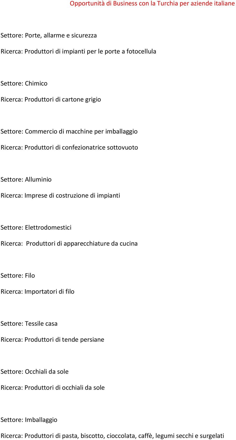 costruzione di impianti Settore: Elettrodomestici Ricerca: Produttori di apparecchiature da cucina Settore: Filo di filo Settore: Tessile casa Ricerca: Produttori di tende