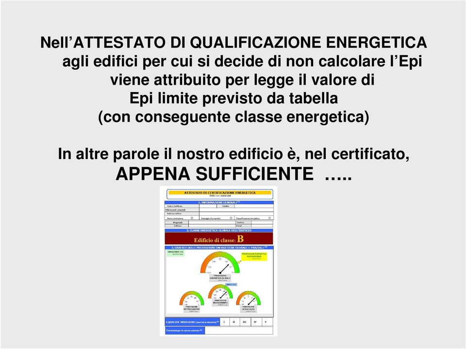 Epi limite previsto da tabella (con conseguente classe energetica) In