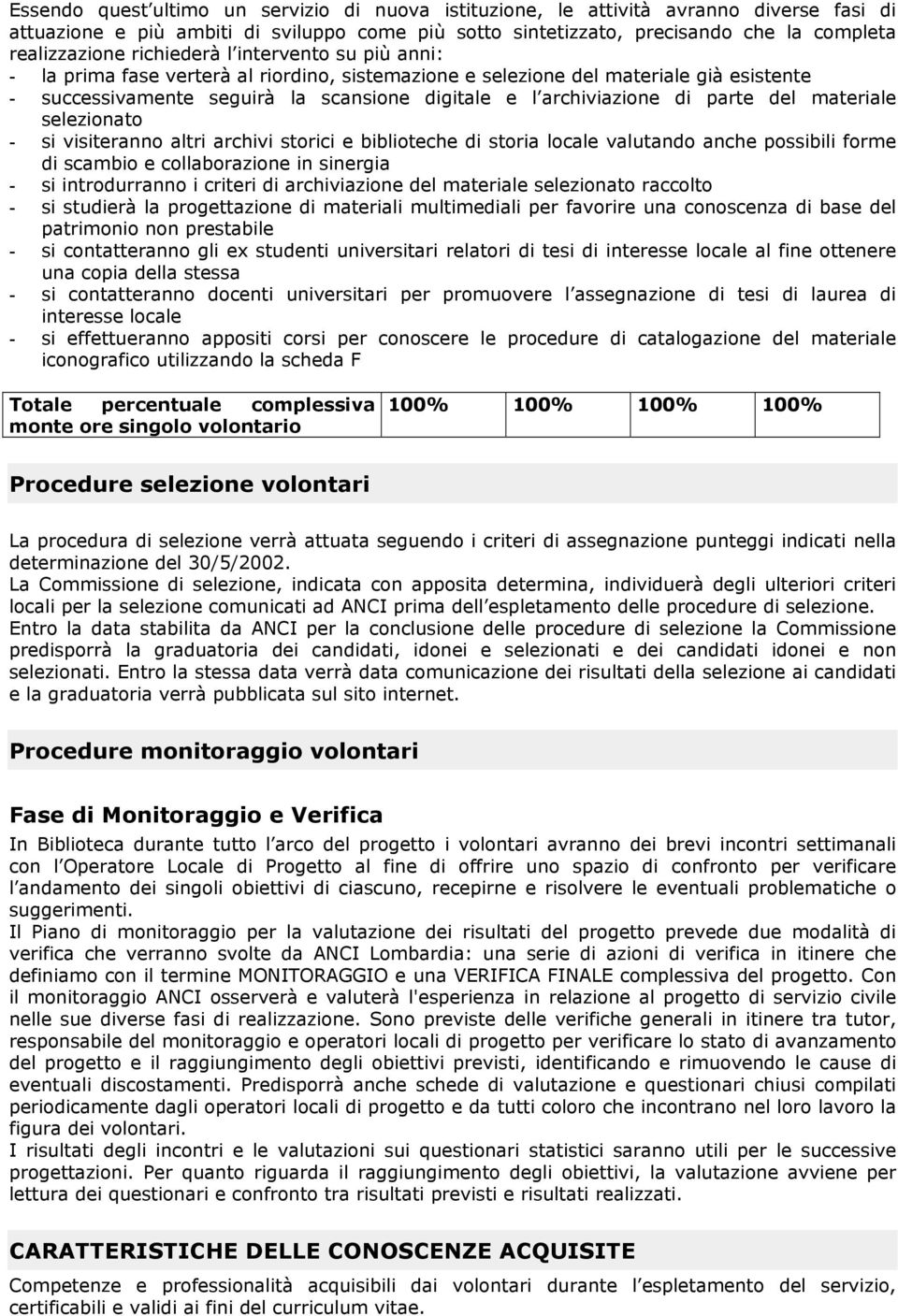 parte del materiale selezionato - si visiteranno altri archivi storici e biblioteche di storia locale valutando anche possibili forme di scambio e collaborazione in sinergia - si introdurranno i