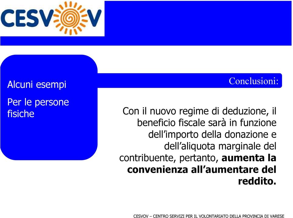 importo della donazione e dell aliquota marginale del