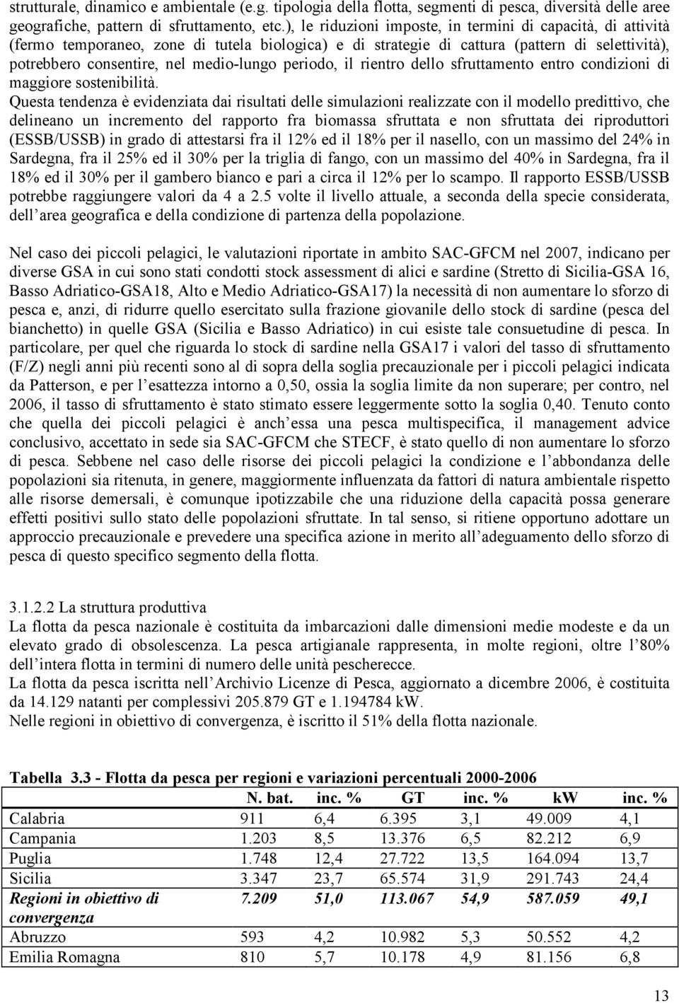 periodo, il rientro dello sfruttamento entro condizioni di maggiore sostenibilità.